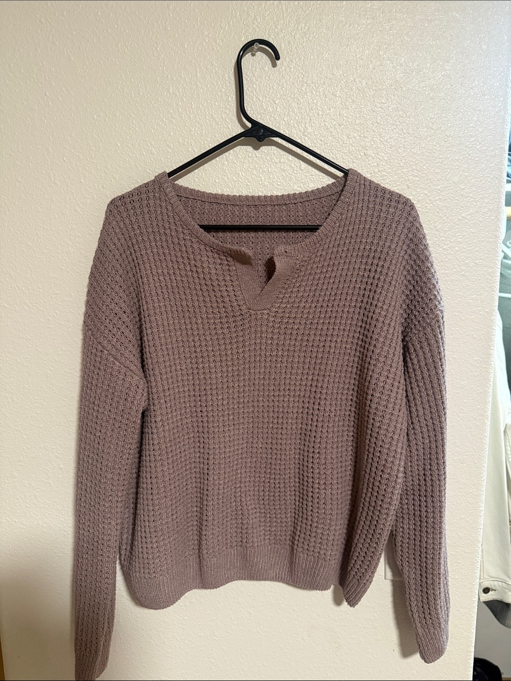 Mauve Waffle-Knit Women's Sweater - Classic Crew